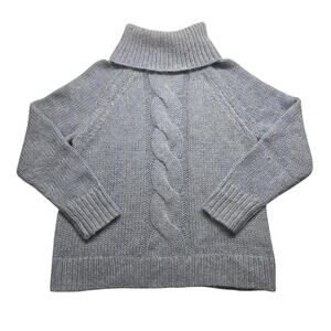 Witchery Cable Knit Chunky Turtleneck Sweater Womens S Heather Gray